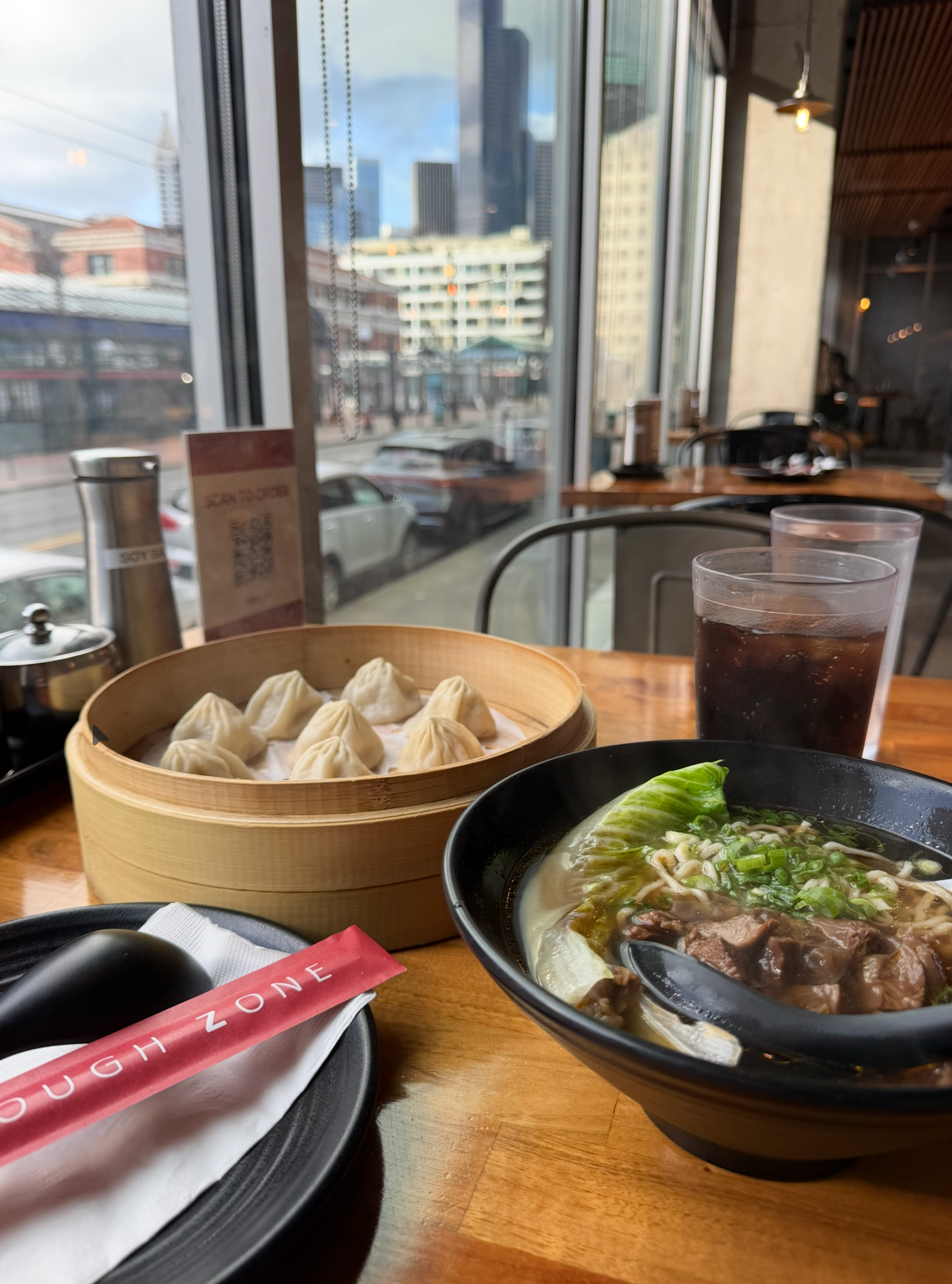 View right before eating and pulling out my iPad.